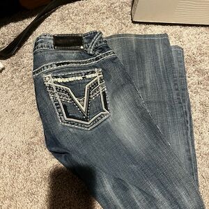 Vigoss Blue Boot Cut Jeans with Signature V Stitching